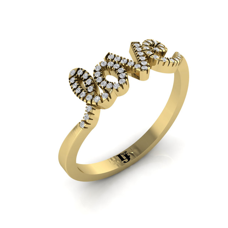 Pave Cursive Love Script Moissanite Ring