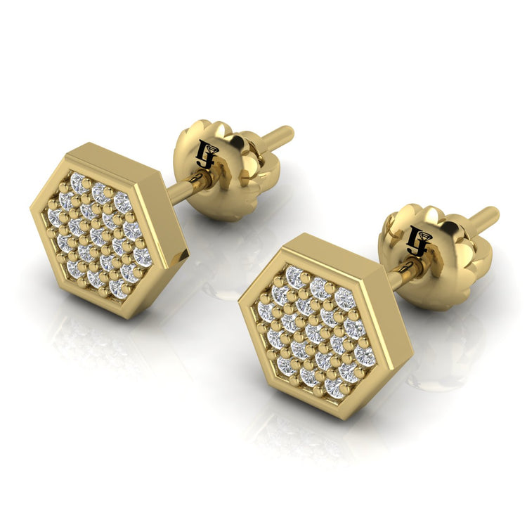 Honeycomb Hexagon Lab Diamond Stud Earrings
