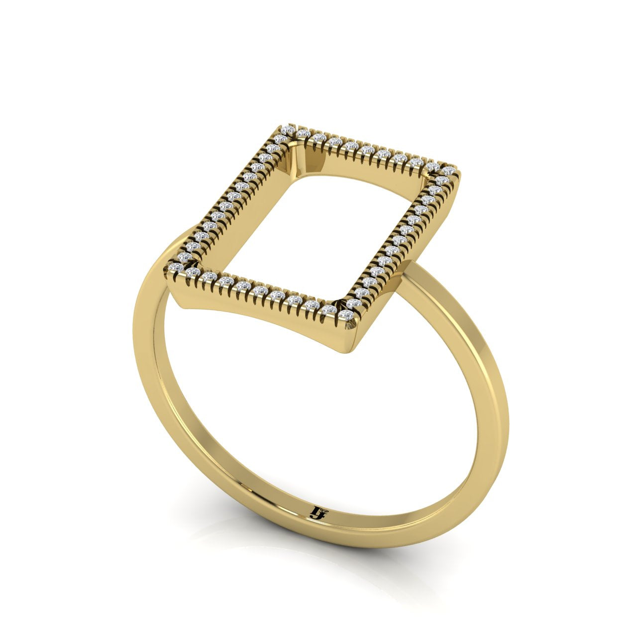 Pave Open Square Moissanite Ring