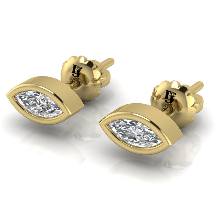 Marquise Bezel Set Moissanite Stud Earring