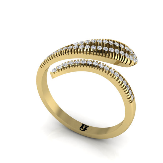 Bypass Snake Inspired Gold Moissanite Ring