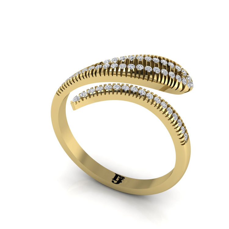 Bypass Snake Inspired Gold Moissanite Ring
