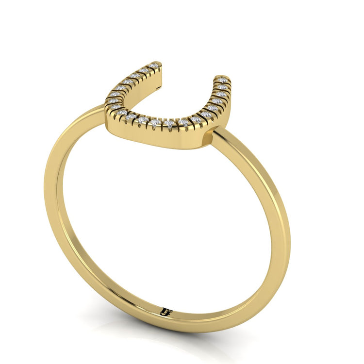 Pave Horseshoe Moissanite Ring