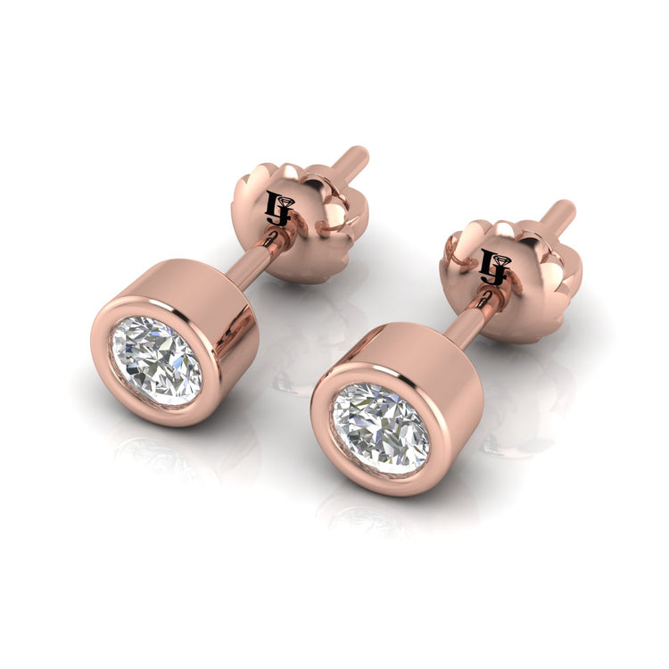 Round Bezel Set Lab Diamond Stud Earring