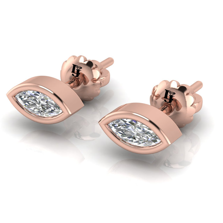 Marquise Bezel Set Moissanite Stud Earring