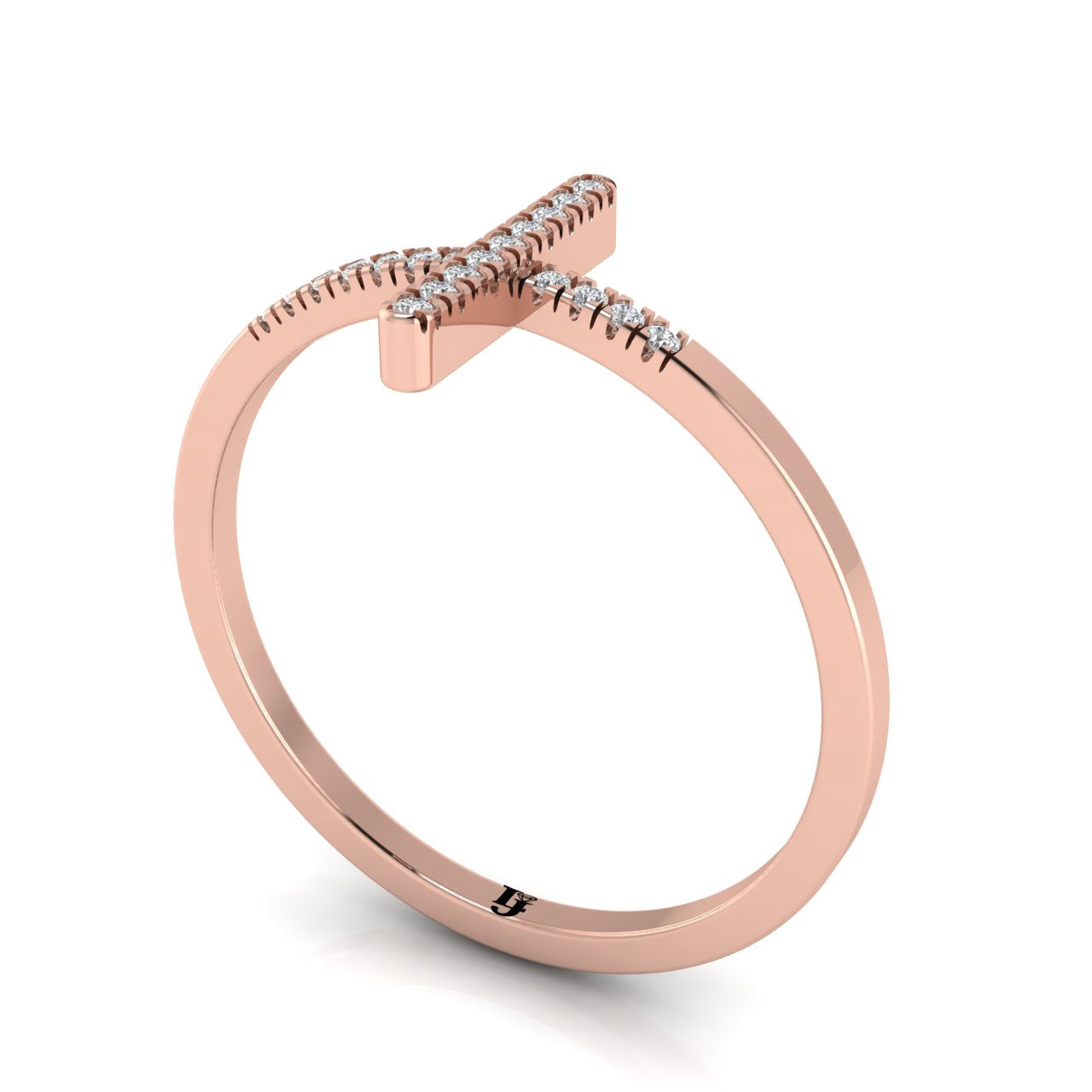 Pave Cross Moissanite Ring