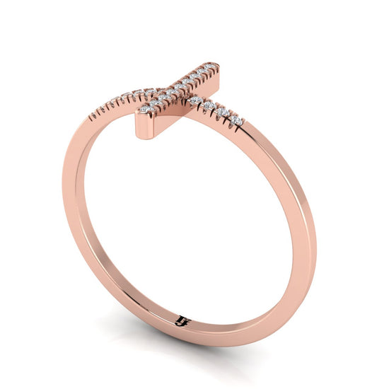 Pave Cross Moissanite Ring