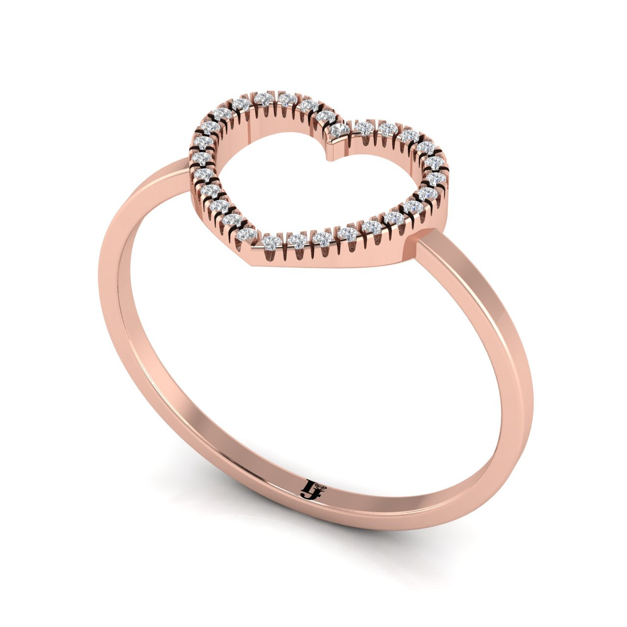 Open Heart Pave Moissanite Ring