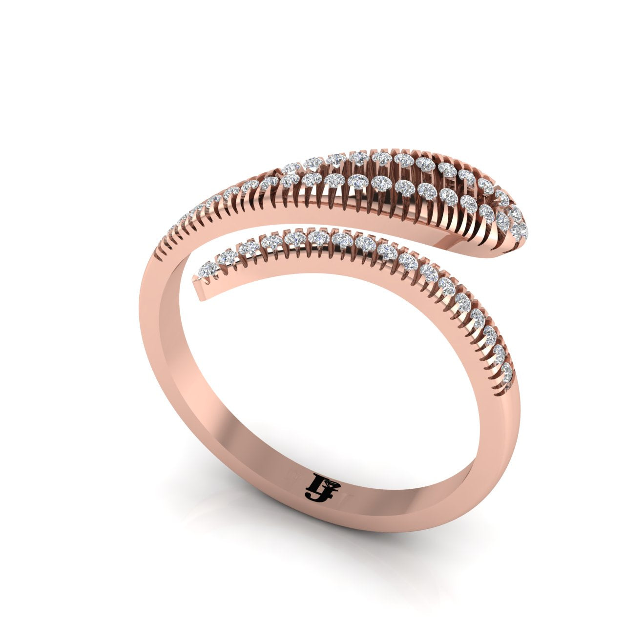 Bypass Snake Inspired Gold Moissanite Ring