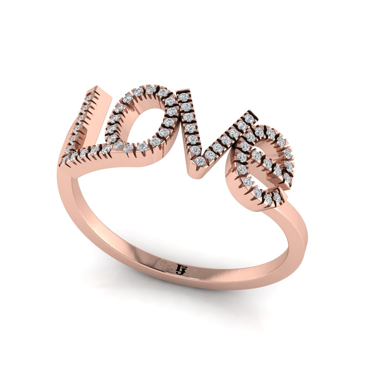 Pave Love Script Moissanite Ring