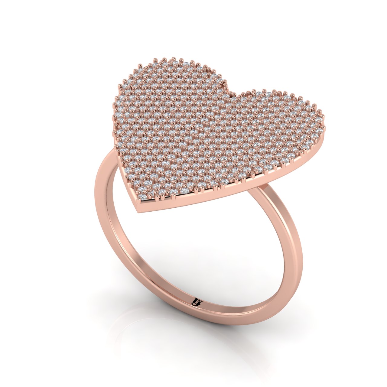 Pave Heart Moissanite Ring