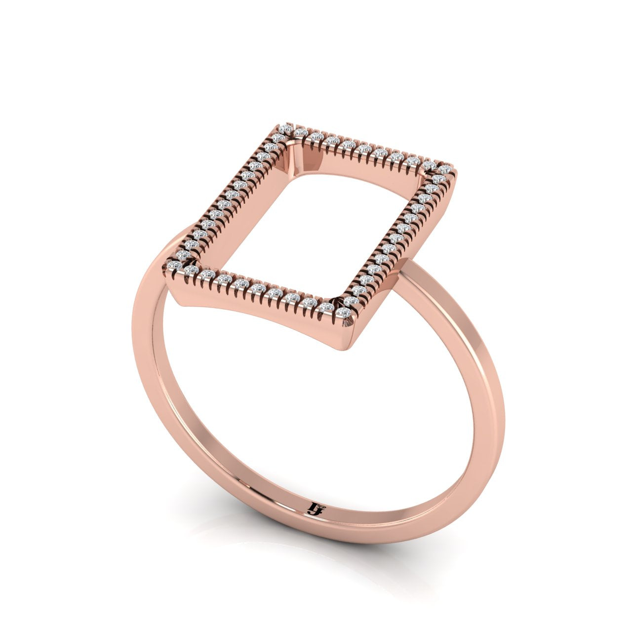 Pave Open Square Moissanite Ring
