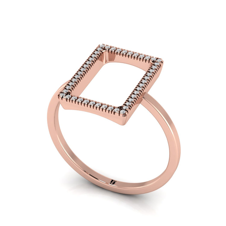 Pave Open Square Moissanite Ring