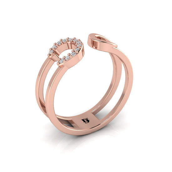 Pave Safety Pin Style Moissanite Ring
