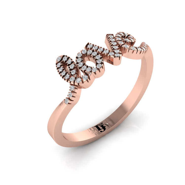 Pave Cursive Love Script Moissanite Ring