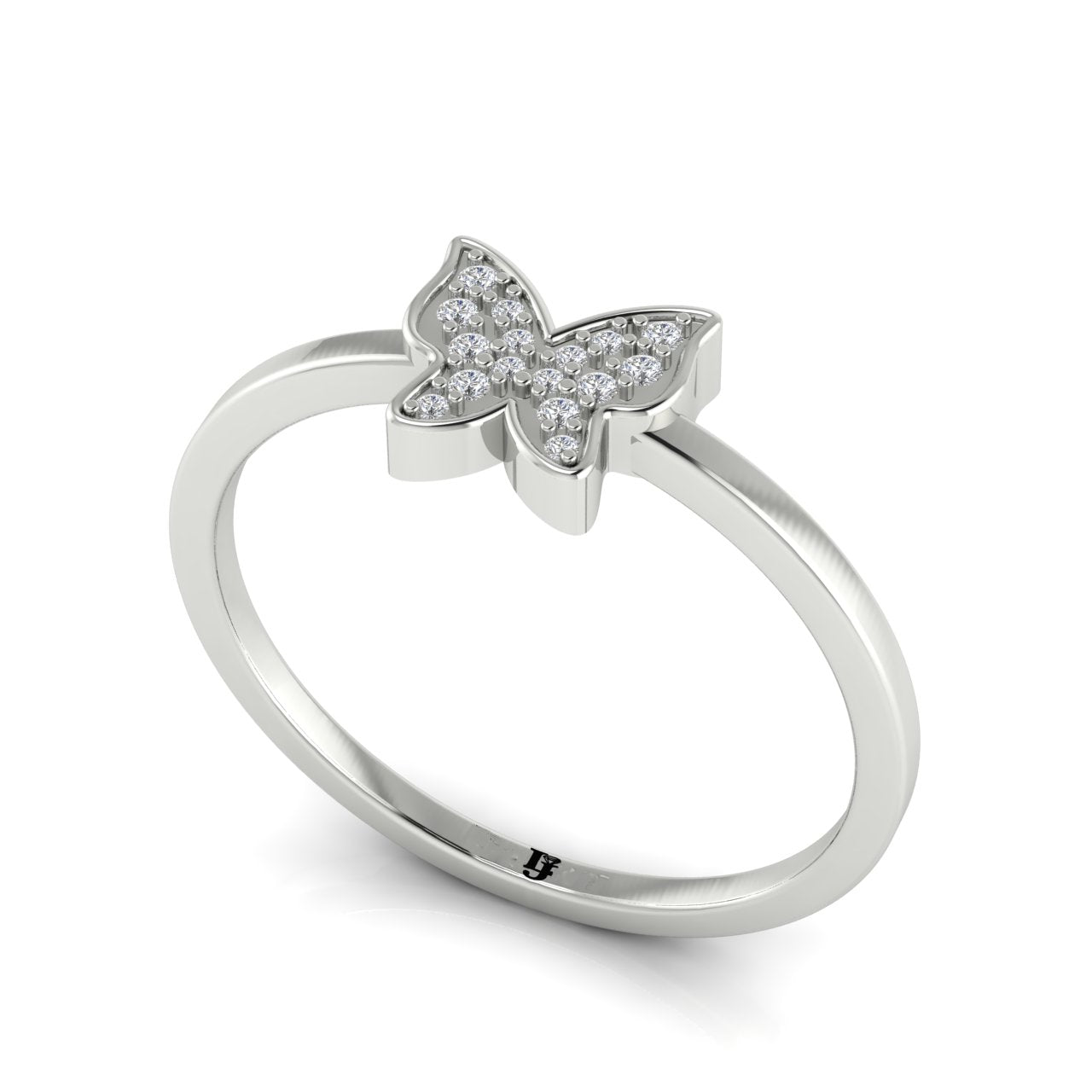 Pave Butterfly Gold Moissanite Ring