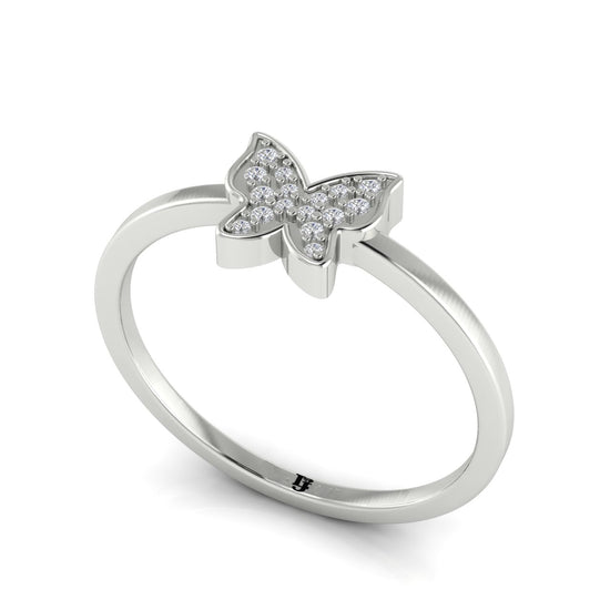 Pave Butterfly Gold Moissanite Ring