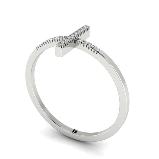 Pave Cross Moissanite Ring