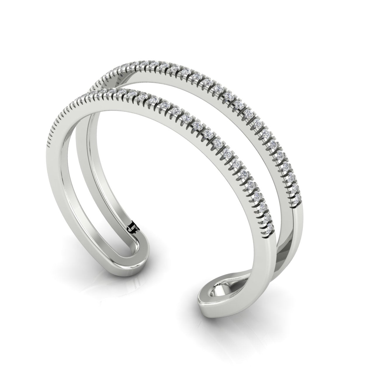 Double Row Moissanite Open Ring