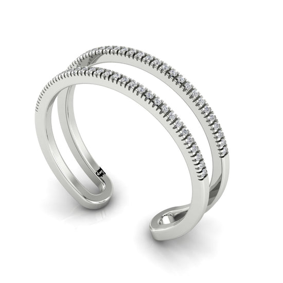 Double Row Moissanite Open Ring