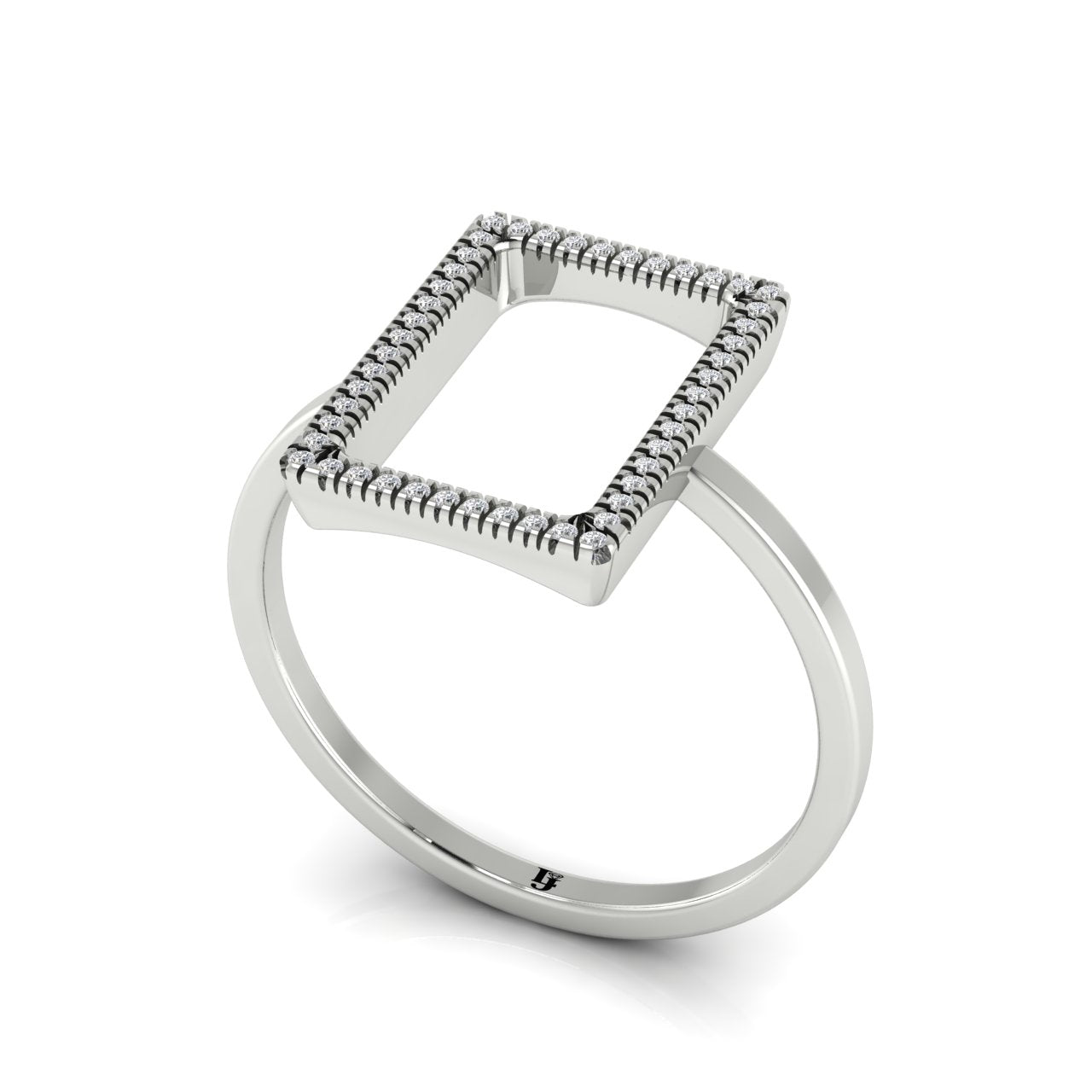Pave Open Square Moissanite Ring