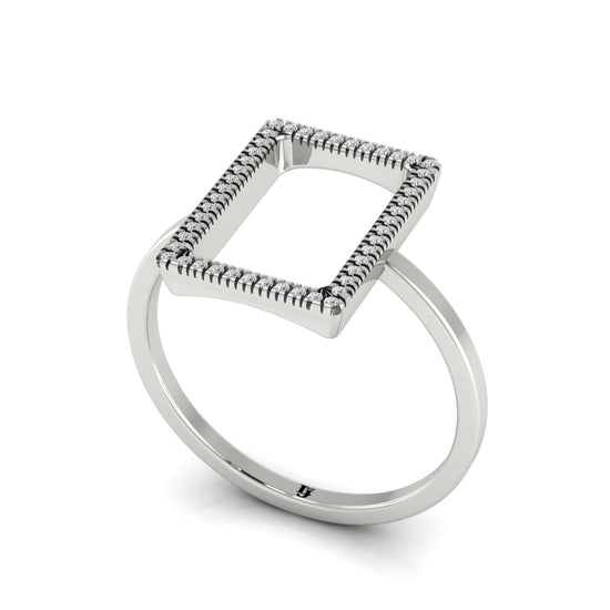 Pave Open Square Moissanite Ring