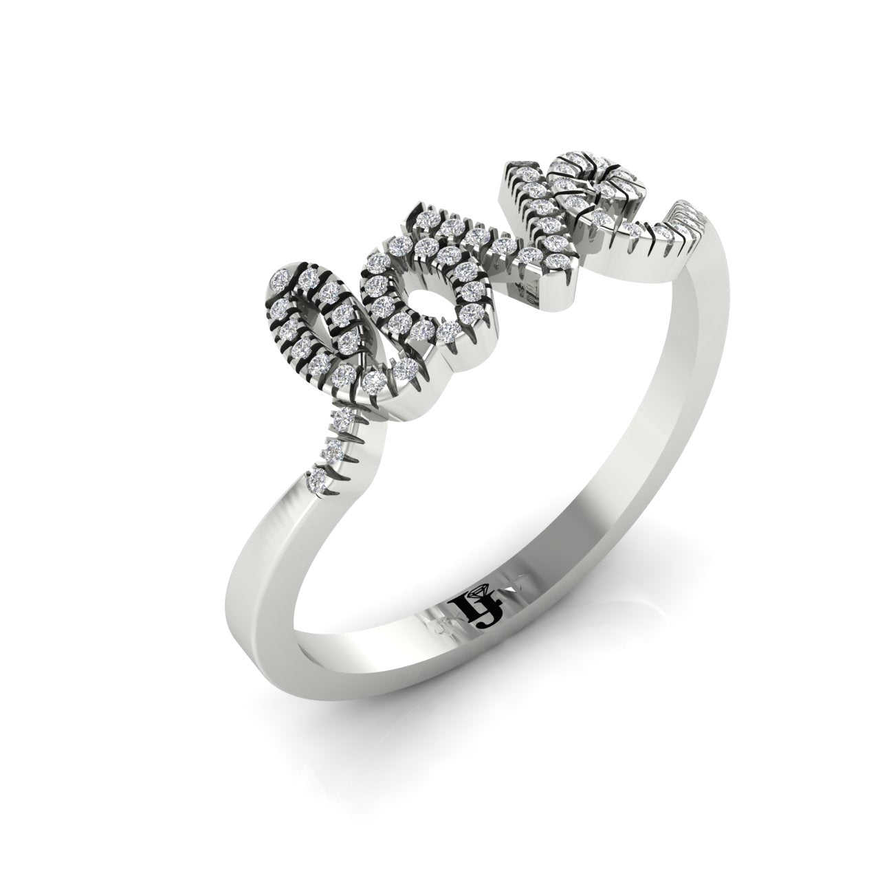 Pave Cursive Love Script Moissanite Ring