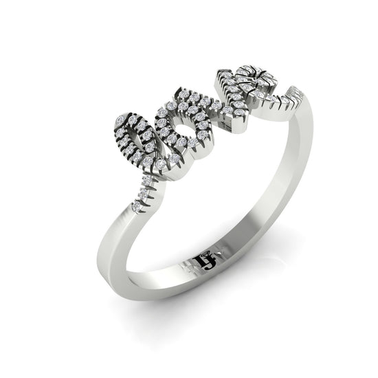Pave Cursive Love Script Moissanite Ring