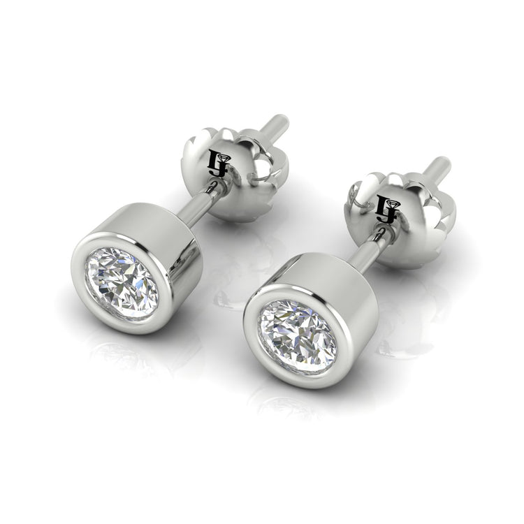Round Bezel Set Lab Diamond Stud Earring
