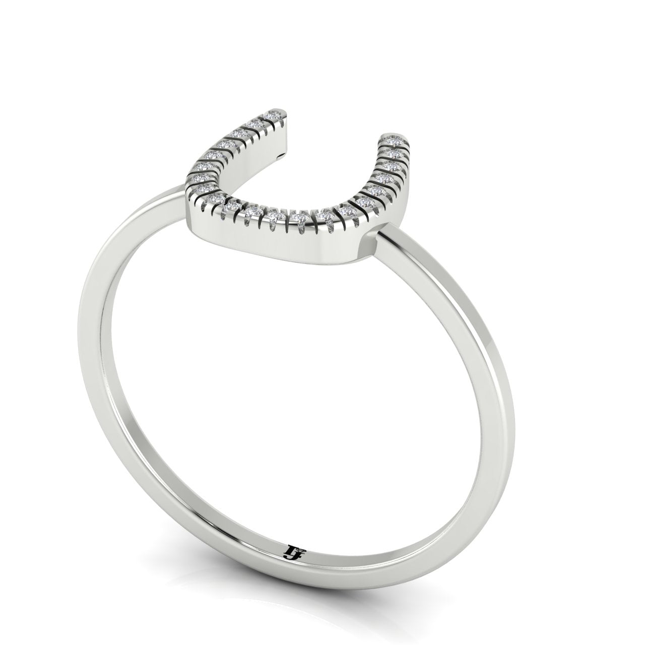 Pave Horseshoe Moissanite Ring