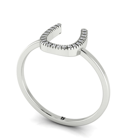 Pave Horseshoe Moissanite Ring