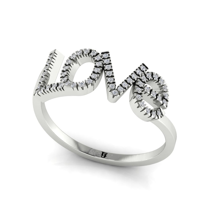 Pave Love Script Ring
