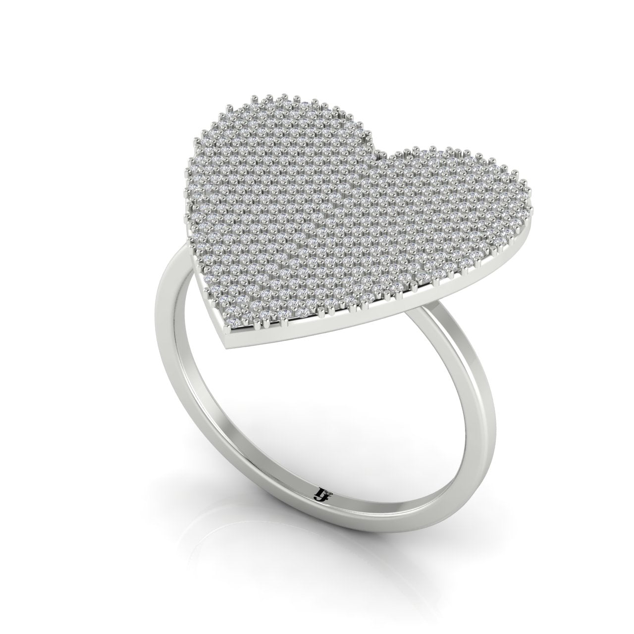 Pave Heart Moissanite Ring