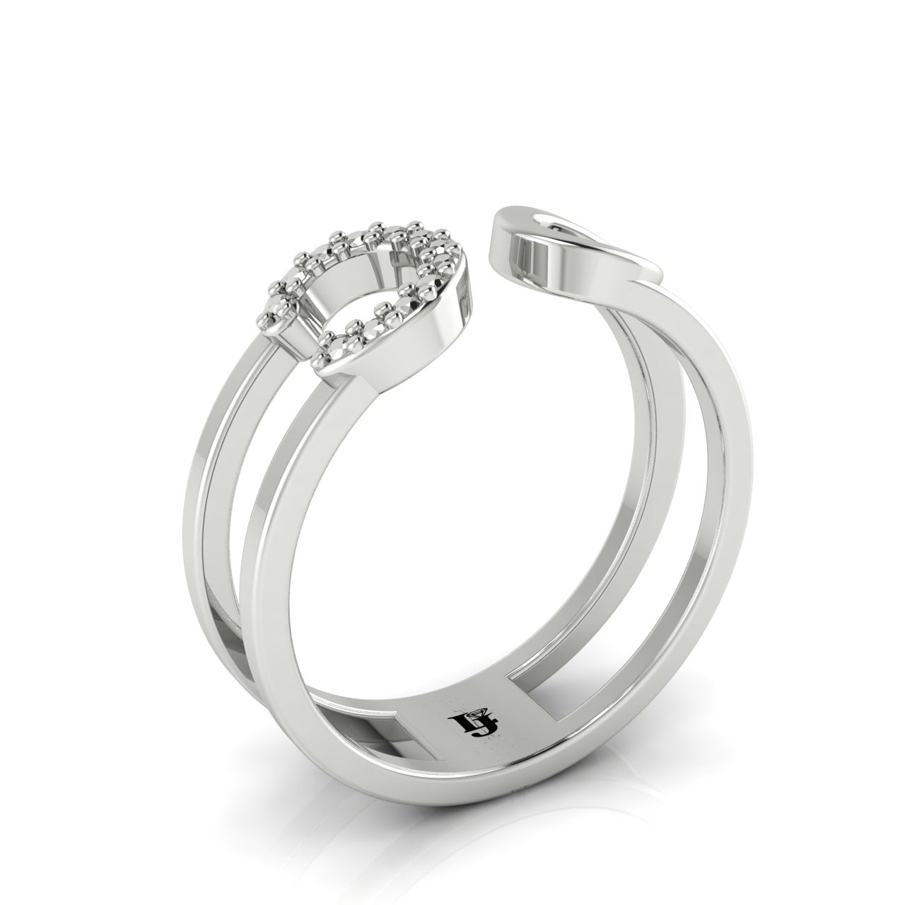 Pave Safety Pin Style Moissanite Ring