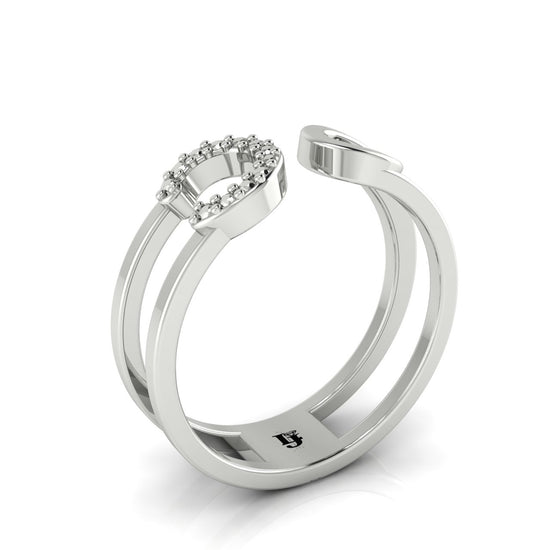 Pave Safety Pin Style Moissanite Ring