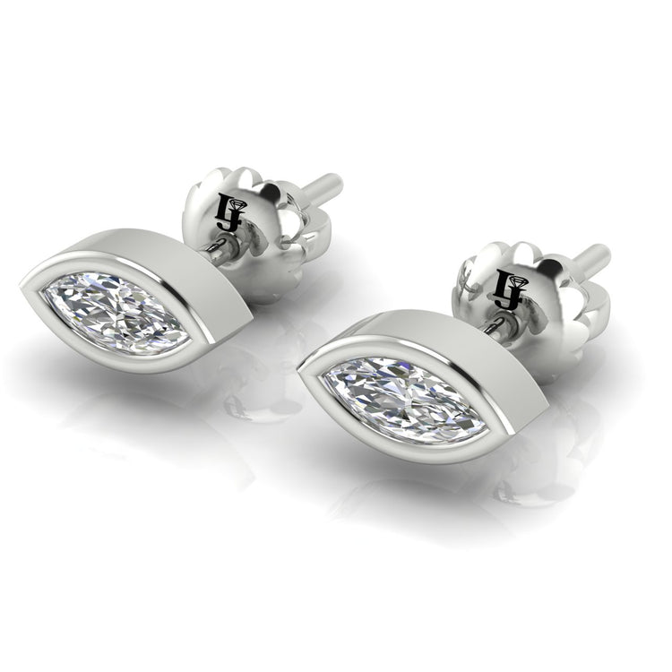 Marquise Bezel Set Moissanite Stud Earring