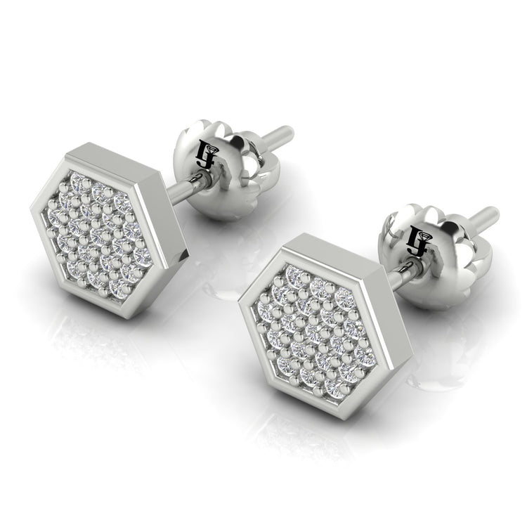 Honeycomb Hexagon Lab Diamond Stud Earrings