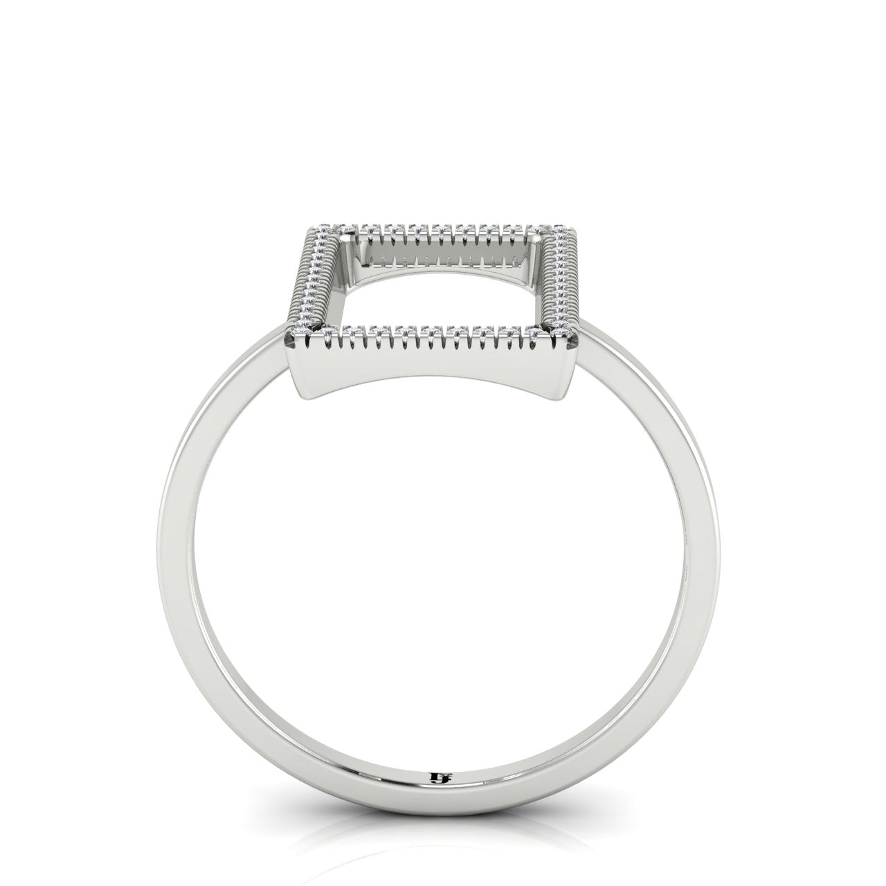 Pave Open Square Moissanite Ring