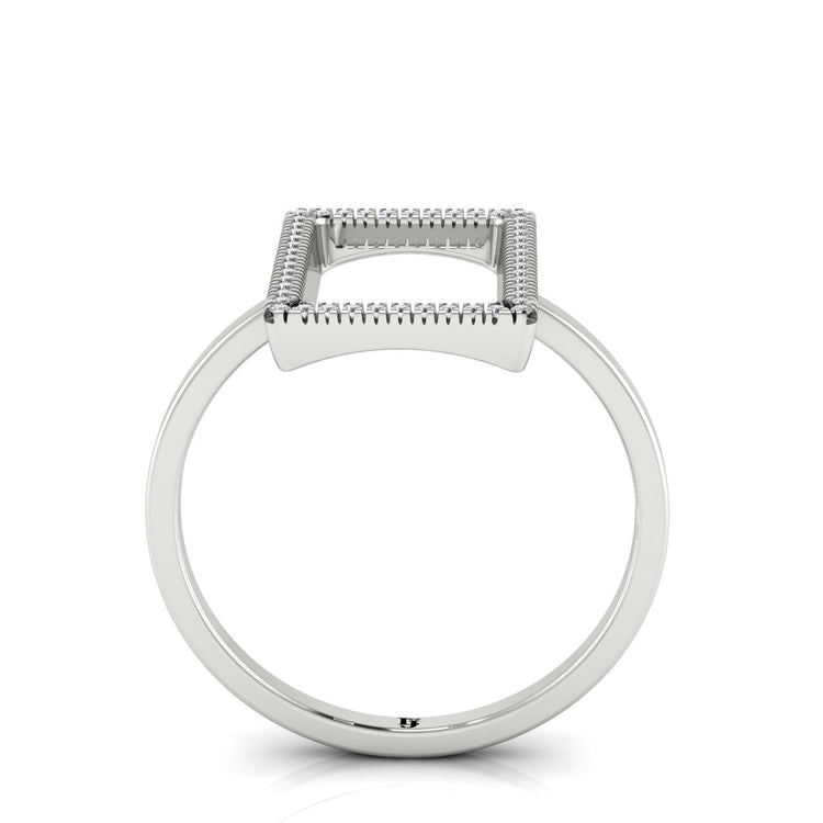 Pave Open Square Moissanite Ring