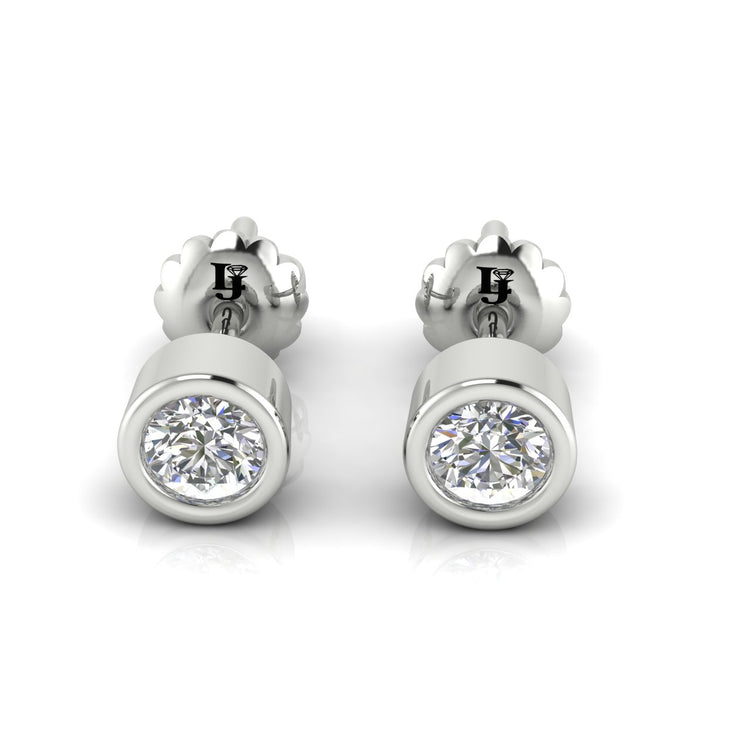 Round Bezel Set Lab Diamond Stud Earring