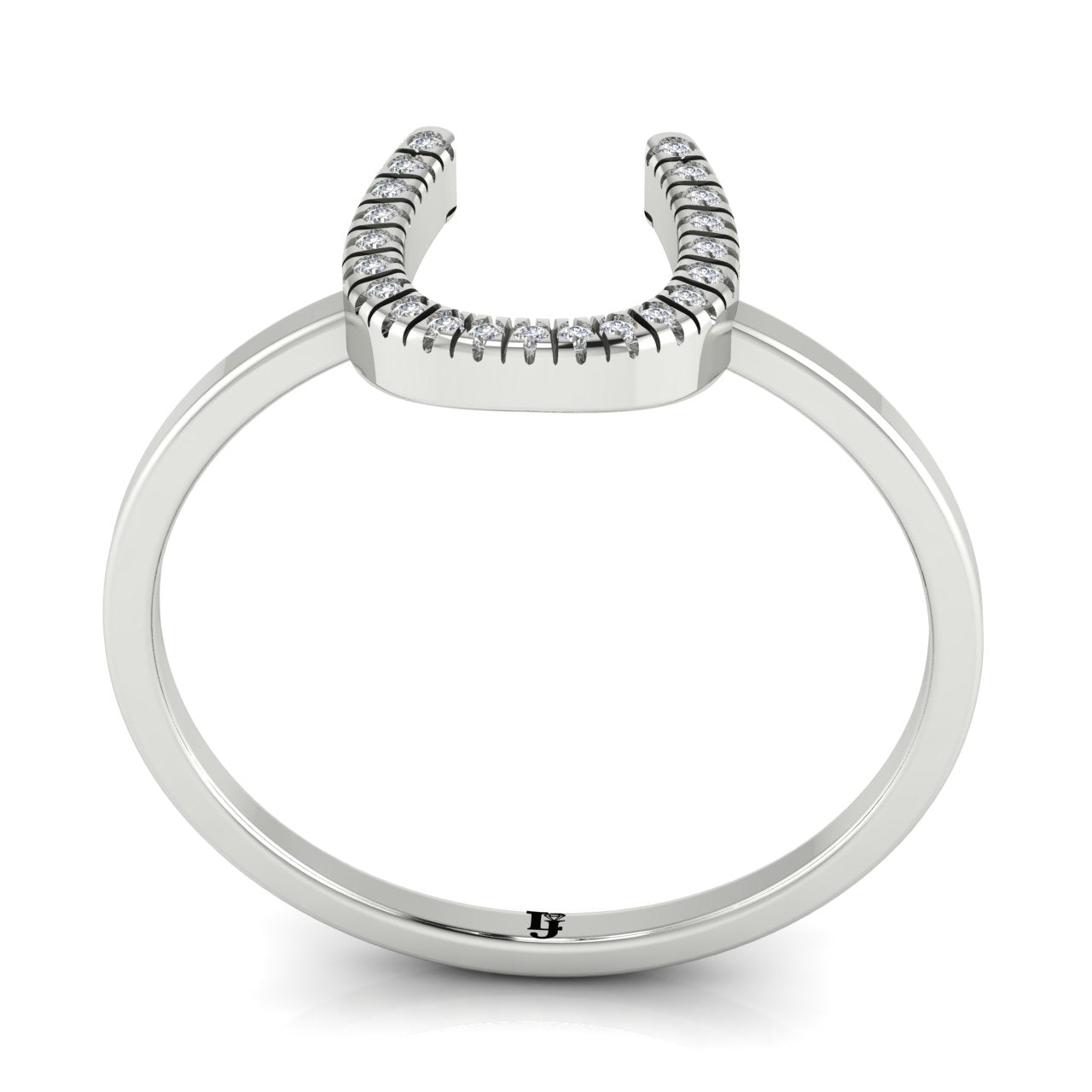 Pave Horseshoe Moissanite Ring