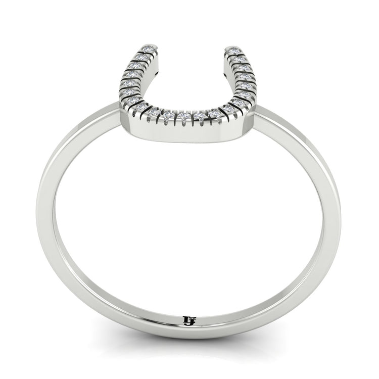 Pave Horseshoe Moissanite Ring