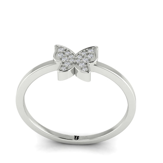 Pave Butterfly Gold Moissanite Ring