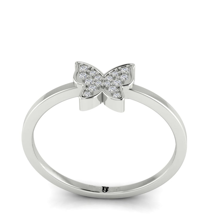 Pave Butterfly Gold Moissanite Ring