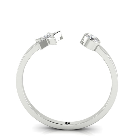 Bezel Set Open Moon And Star Moissanite Ring