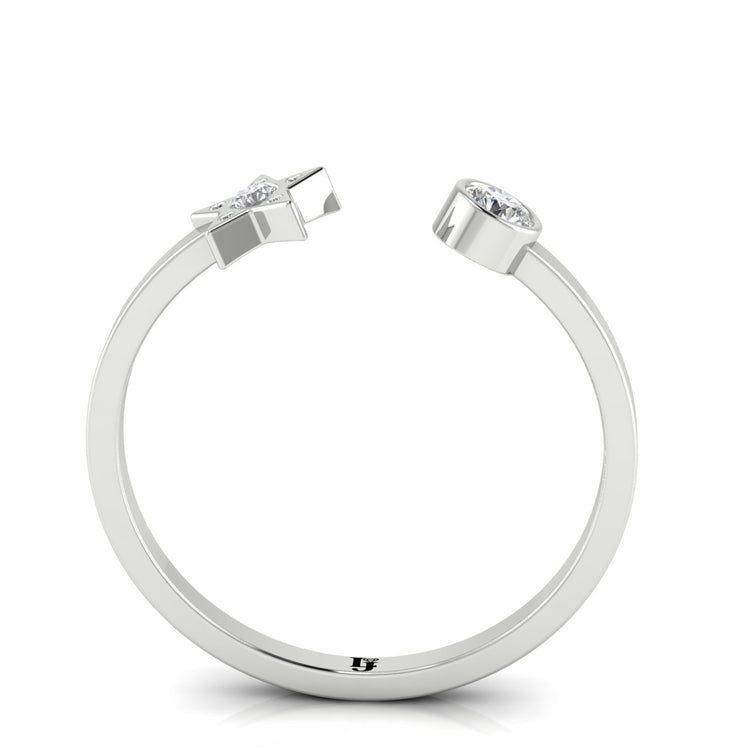 Bezel Set Open Moon And Star Moissanite Ring