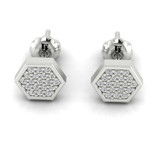 Honeycomb Hexagon Lab Diamond Stud Earrings