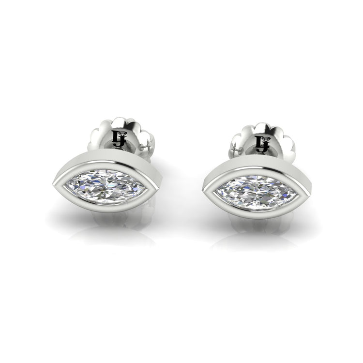Marquise Bezel Set Moissanite Stud Earring