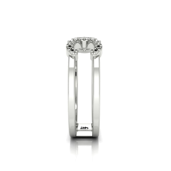 Pave Safety Pin Style Moissanite Ring