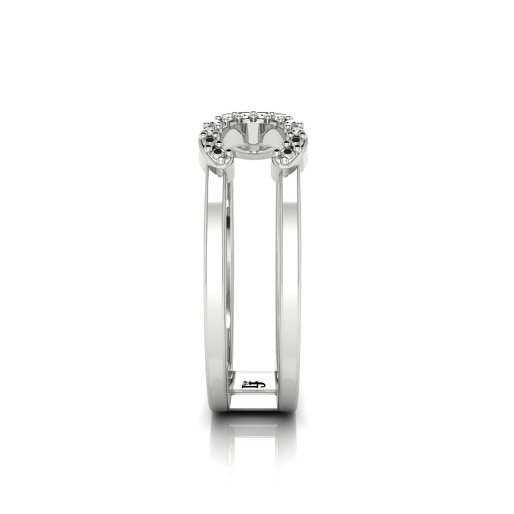 Pave Safety Pin Style Moissanite Ring